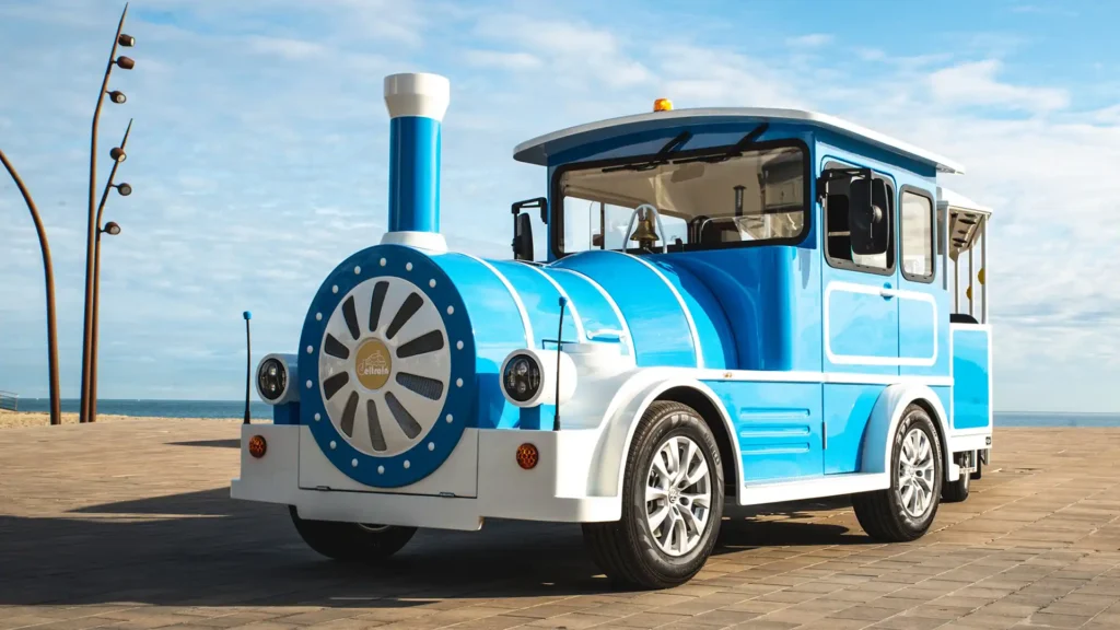 Deltrain Tagus EV 4WD electric tourist train locomotive with high climbing capability