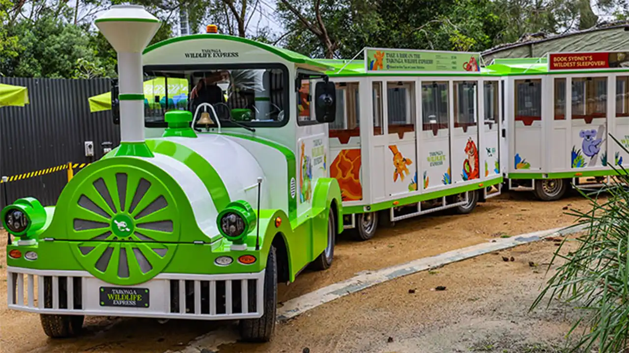 Deltrain Diamond passenger wagon tourist train operating at Taronga Zoo