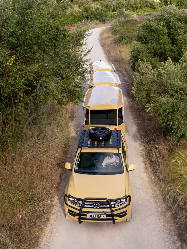 Deltrain Safari tourist train operating on an off-road route